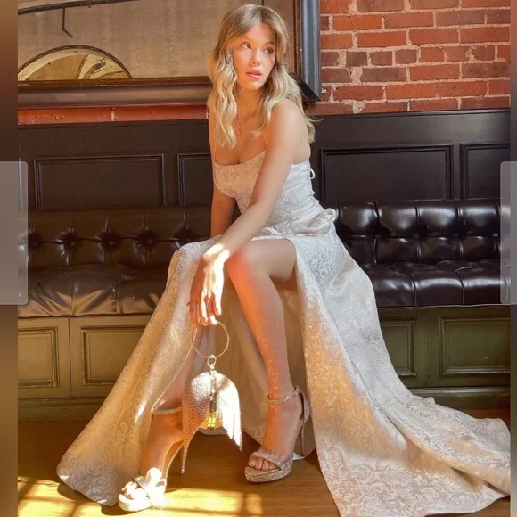 super high slit dress Cloak & Swagger High Slit Cutout Maxi Dress in Black or White main image 1